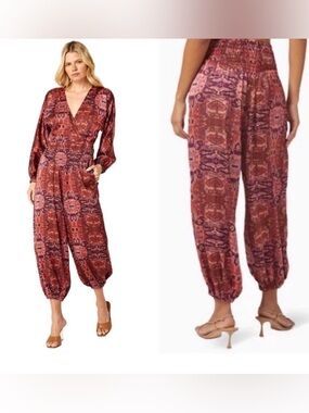 Misa Los Angeles Darya printed satin harem pant, NWT, size Medium